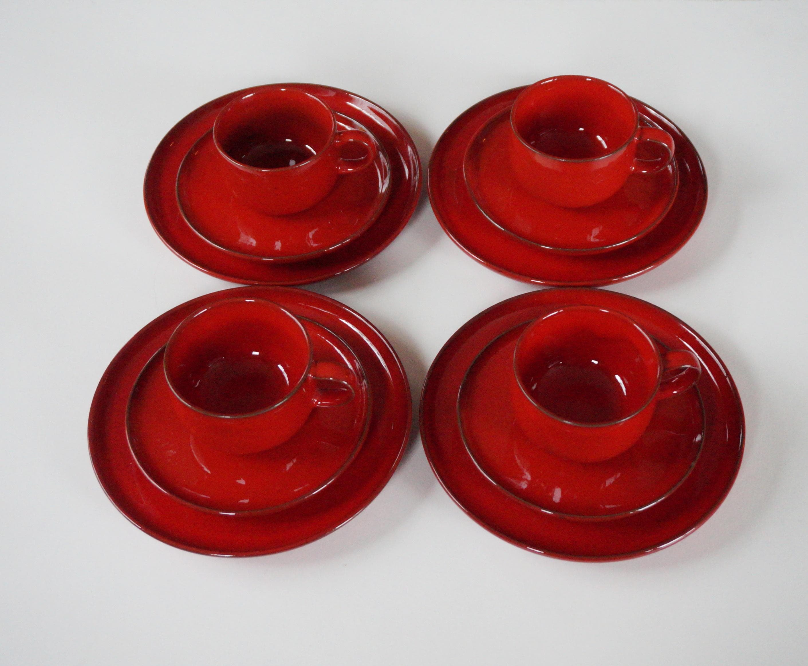 Red Ceramic Melitta Ceracron / Friesland Selen Breakfast Set