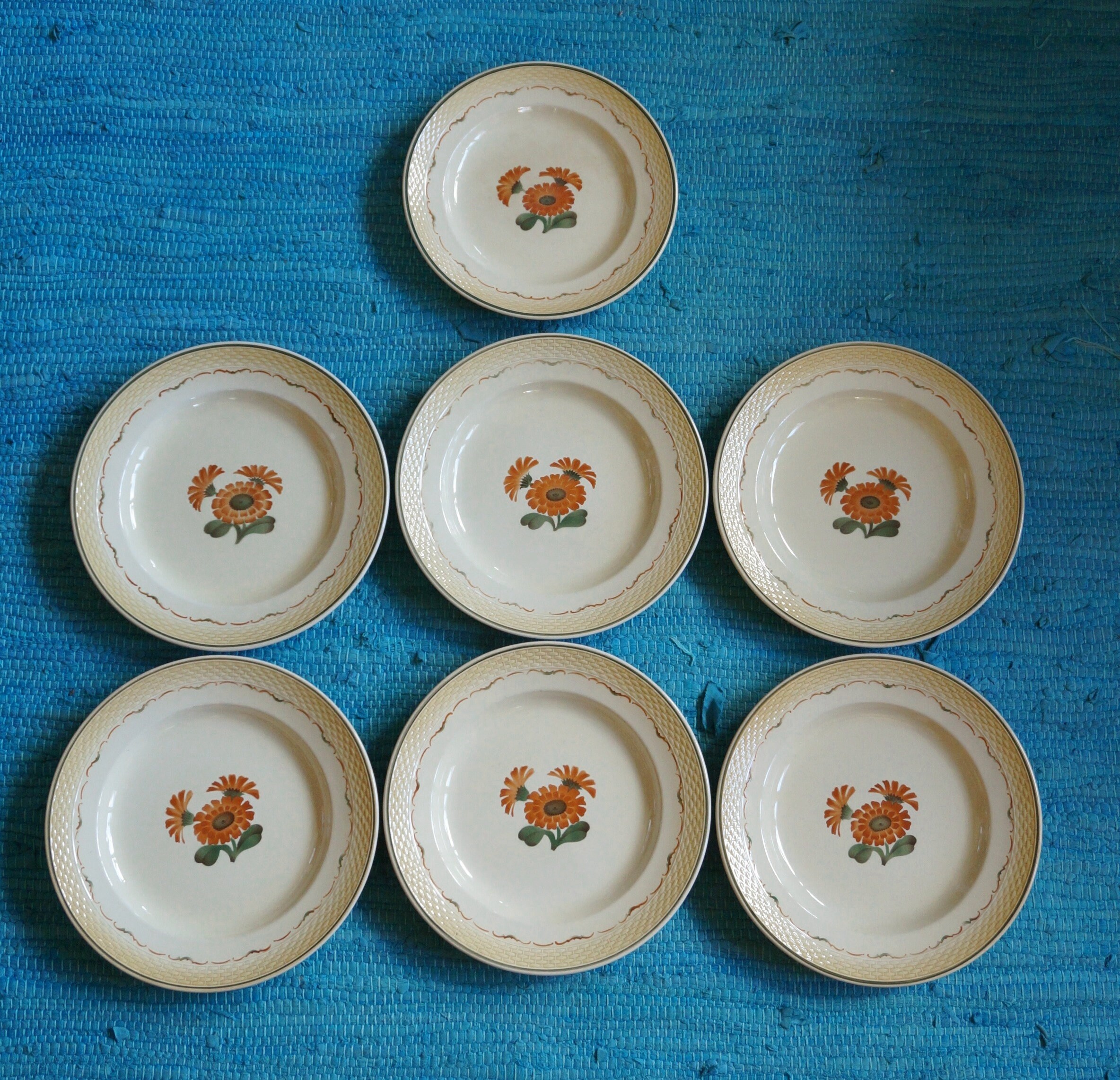 Orange flowers vintage dinner plates - Etsy 日本