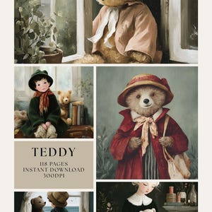 Teddy Bear Digital Paper Pack, Teddy Scrapbook Papers, Journal Pages, Digital Paper, Scrapbook Paper, Bear and Teddy
