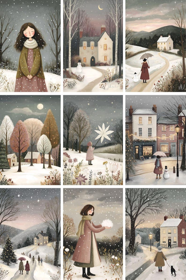 Snowflake Junk Journal Printable Kit Winter First Snow Digital Paper ...