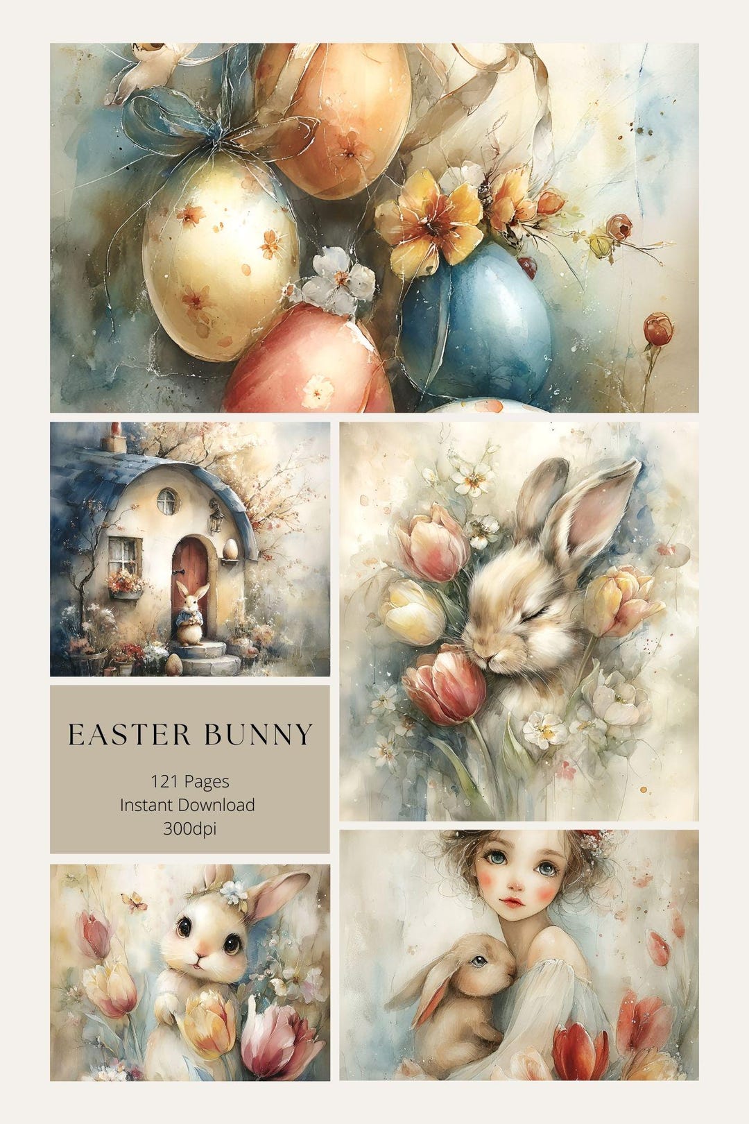 Easter Bunny Junk Journal Pages, Easter Digital Papers Scrapbooking ...