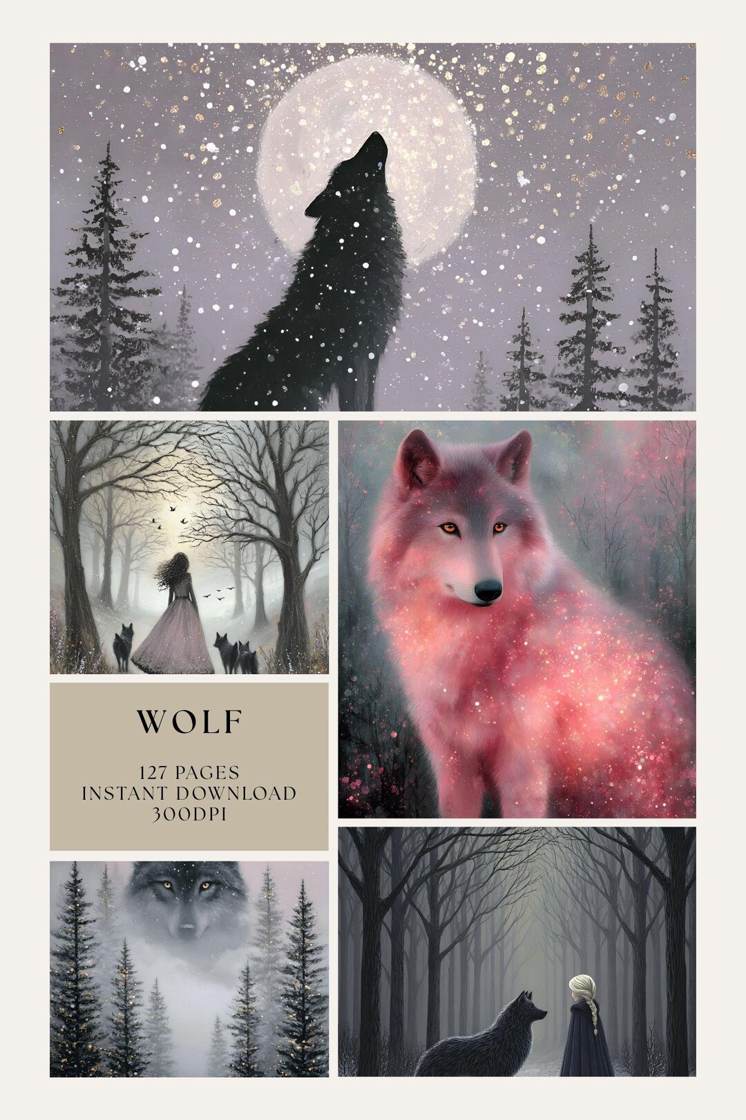 Wolves Junk Journal Kit, Majestic Canine Printables, Wild Animal ...