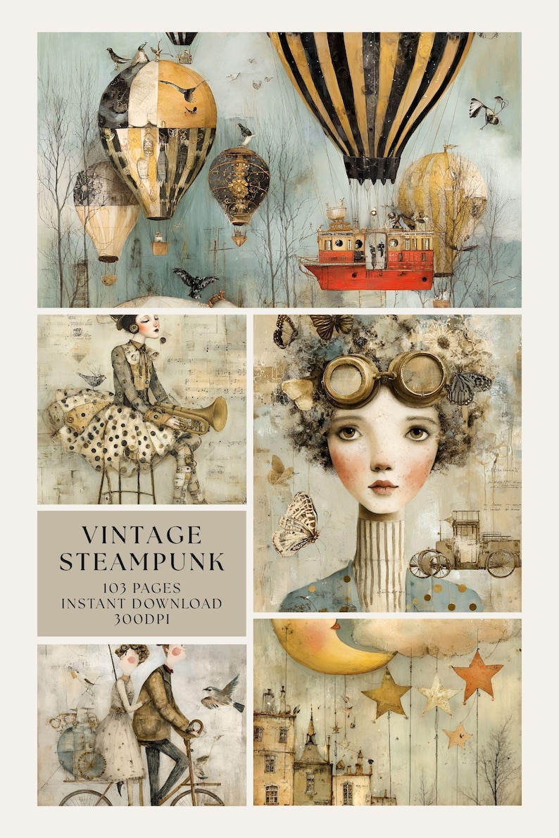 Vintage Steampunk Junk Journal Kit, Instant Download, Digital Scrapbook ...