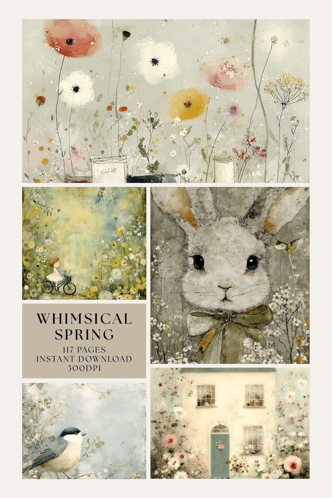 Spring Garden Junk Journal Pages, Floral Shabby Chic Printable Ephemera ...