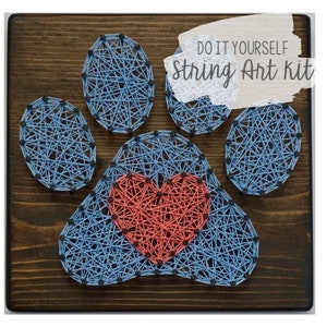 DIY 7x7" Paw Print String Art Kit