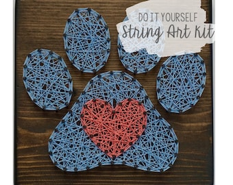 DIY 7x7" Paw Print String Art Kit
