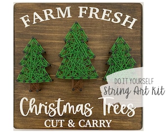 DIY 7x7” Farm Fresh Christmas Trees String Art Kit