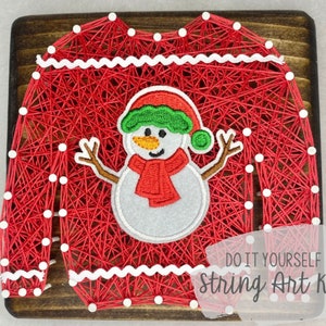 DIY 5x5" Ugly Christmas Sweater Snowman String Art Kit