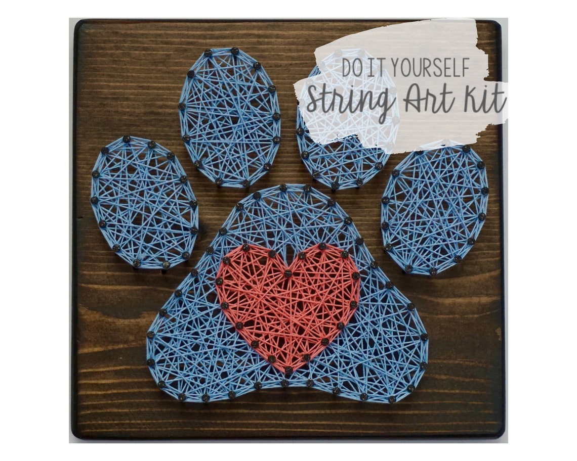 DIY 7x7 Paw Print String Art Kit Etsy