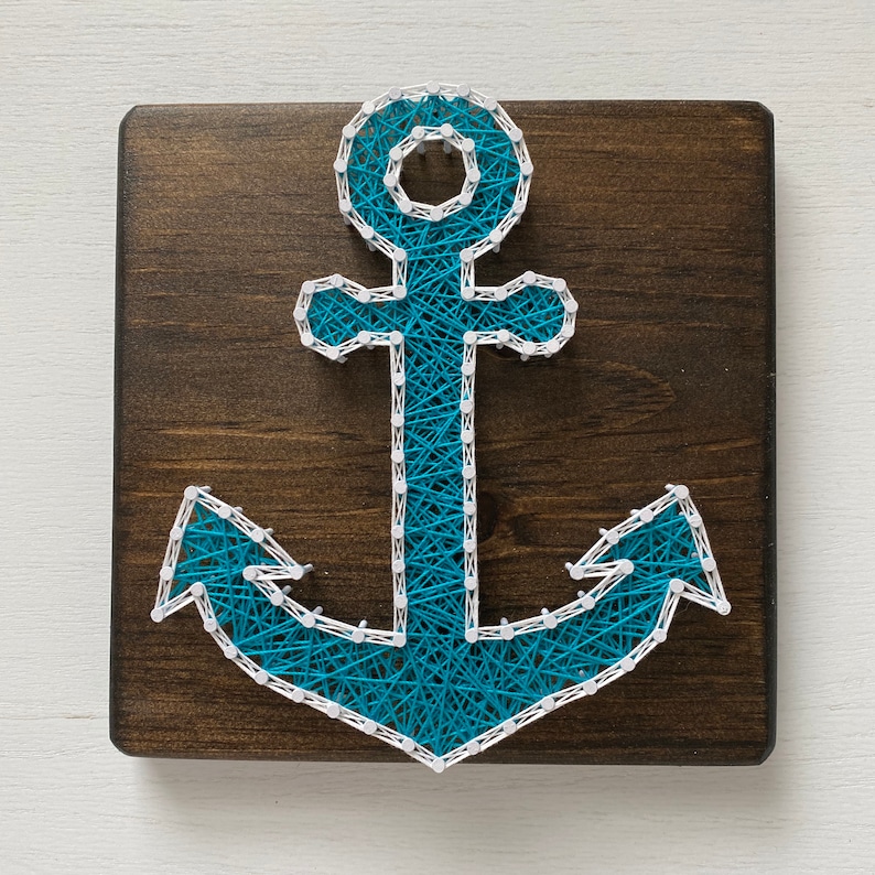 Anchor String Art Anchor Wall Art Nautical Decor Etsy