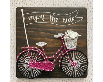 Enjoy the Ride Bicycle String Art Sign