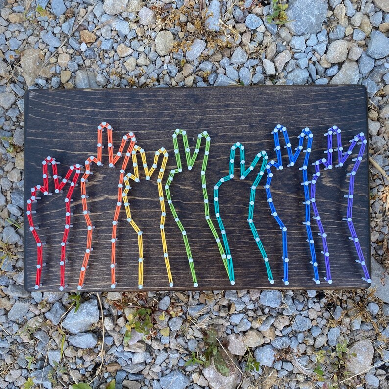 Rainbow Peace Sign String Art Etsy