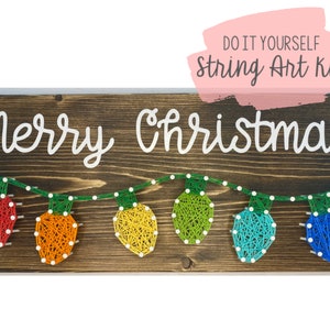 DIY Merry Christmas Rainbow Lights String Art Kit