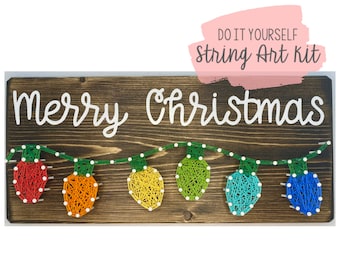 DIY Merry Christmas Rainbow Lights String Art Kit