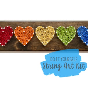 DIY Rainbow Hearts String Art Kit