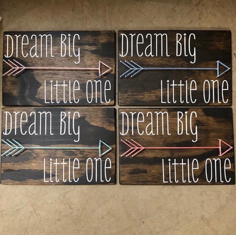 Dream Big Little One String Art, Nursery String Art, Nursery Decor, Arrow Nursery Sign image 1