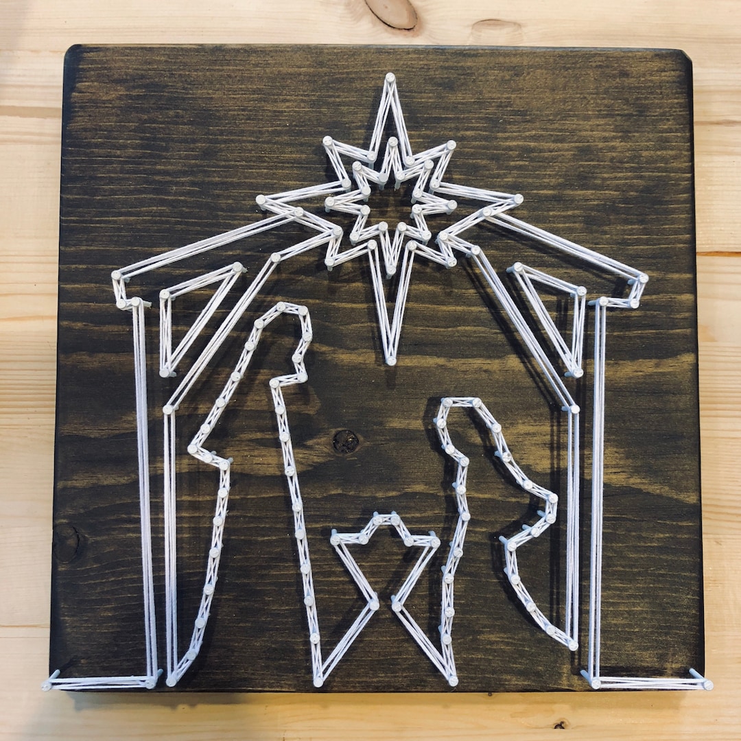 Nativity String Art, Christmas Nativity Wood Sign Etsy