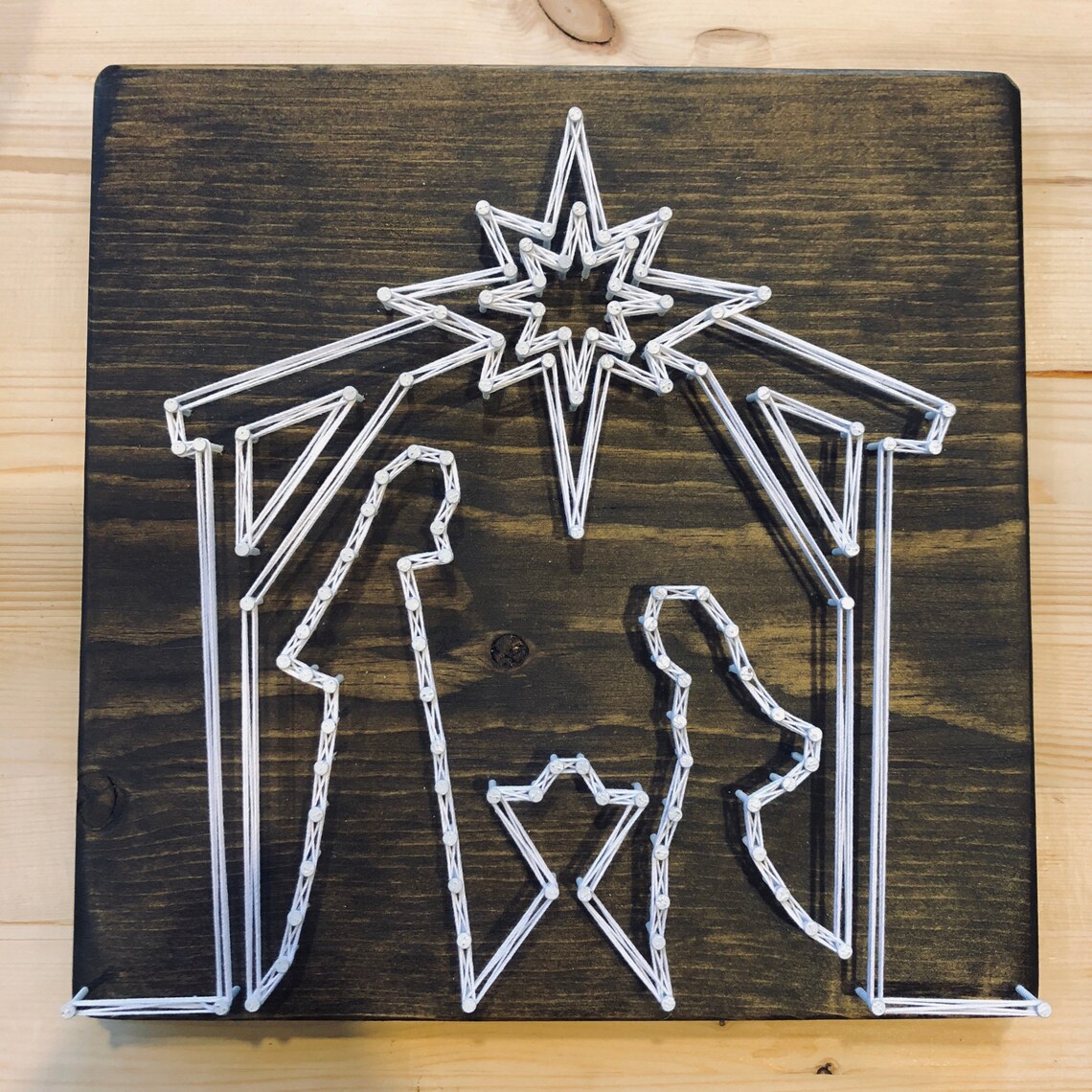 Nativity String Art Christmas Nativity Wood Sign Etsy
