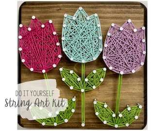 DIY 5x5" Tulips String Art Kit