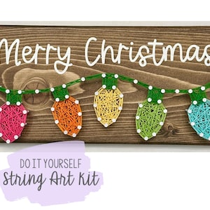 DIY Merry Christmas Rainbow Lights String Art Kit