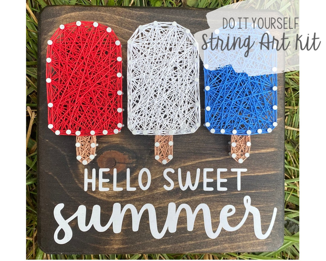DIY 6x8 Popsicle String Art Kit, String Art Kits Adults Teens, DIY Summer  Popsicle Wood Sign Kit, DIY Small Summer Wall Decor, Party Kits 