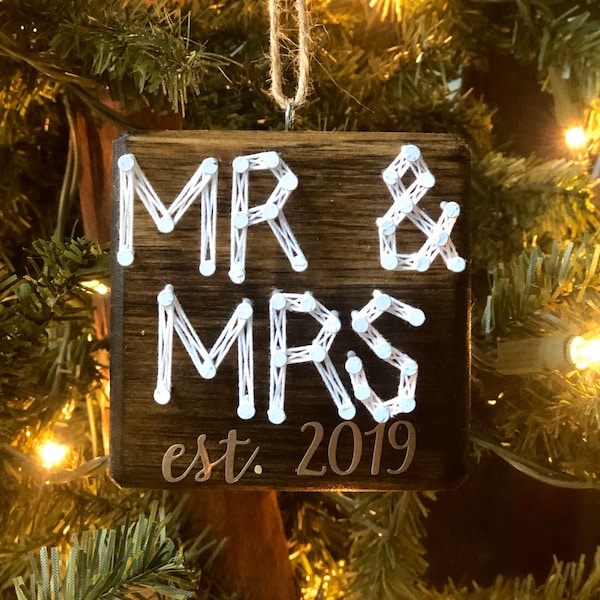 Mr and Mrs String Art Ornament, Wedding Ornament, Our First Christmas Ornament, Wedding Gift