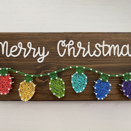 Merry Christmas Lights String Art Etsy