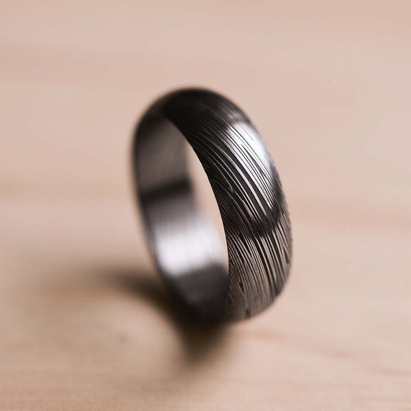 Domed Damasteel Damascus Heimskringla Pattern Ring - Damascus Steel Wedding Band - Damasteel Ring