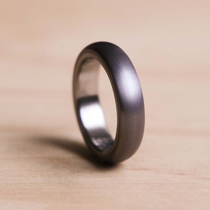 Brushed Domed Tantalum Ring with a Titanium Liner Dark Blue Grey Tantalum Tantalum Wedding Band Grey Wedding Ring image 1
