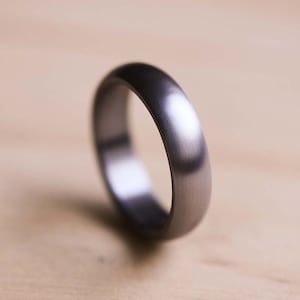 Brushed Domed Tantalum Wedding Band, Dark Blue Grey Tantalum Ring, Hypoallergenic Grey Wedding Ring, Custom Domed Wedding Band