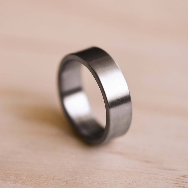 Aerospace Grade Titanium Ring with a Brushed Finish - Aerospace Grade Titanium Wedding Band - Silver Grey Aerospace Grade Titanium Ring