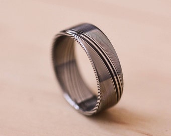 Damasteel Damascus Dense Twist Pattern Ring - Damascus Steel Wedding Band - Damasteel Ring