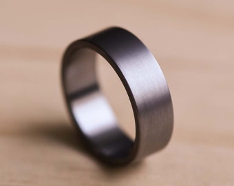 Fede nuziale in tantalio, anello grigio spazzolato, anello minimalista in tantalio grigio blu scuro, anello da uomo ipoallergenico, larghezze personalizzate disponibili