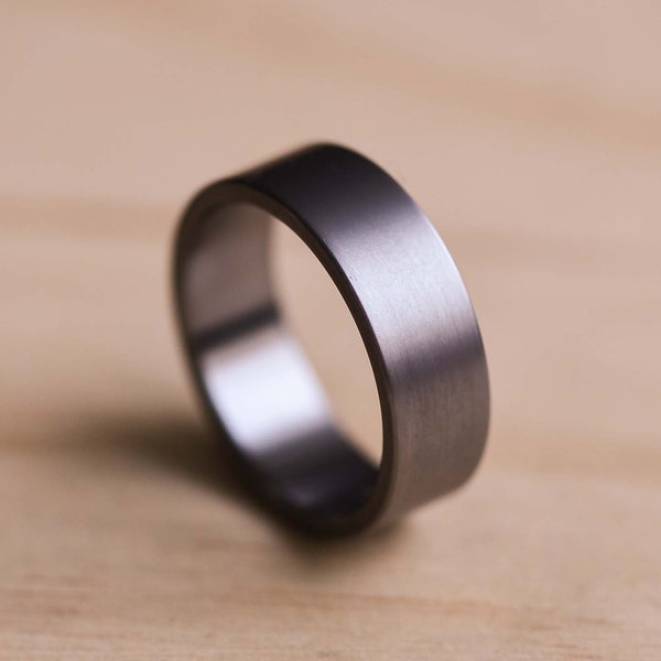 Brushed Tantalum Ring - Dark Blue Grey Tantalum - Tantalum Wedding Band - Grey Wedding Ring - Minimalist Ring