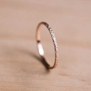 Solid Rose Gold Volcanic Rock Textured Stacking Ring - Rose Gold Wedding Band - Rose Gold Ring