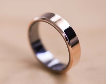 2-Tone Polished Bronze Ring with a Tantalum Liner & Chamfered Edge - Bronze Wedding Band - Tantalum Wedding Ring - Polished Wedding Band