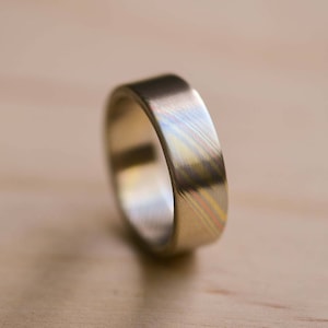 Mokume Gane Ring with a Brushed Finish - Copper, Brass and Silver Nickel Mokume Gane - Mokume Gane Wedding Band