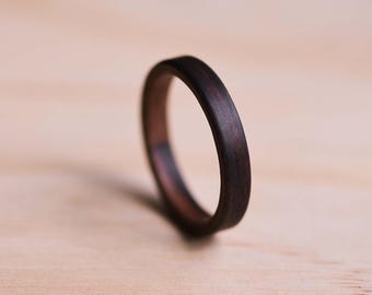 Macassar Ebony Bentwood Ring - Wooden Ring - Black Ring