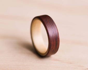 Australian Jarrah & Huon Pine 2-Tone Bentwood Ring - Wooden Ring