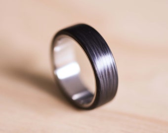 Carbon Fiber Ring with a Marine Grade 316 Stainless Steel Liner - Black Carbon Fibre Ring - Carbon Fiber Wedding Ring - Wedding Band