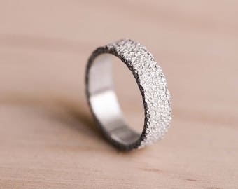 Volcanic Rock Texture Argentium Silver Ring - 100% Recycled Argentium Silver - Ethical Wedding Band