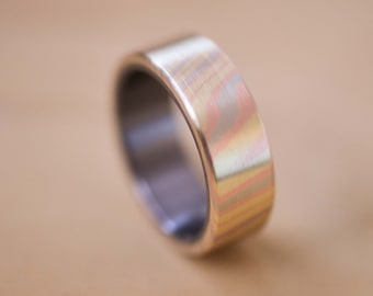 Mokume Gane Ring with a Tantalum Liner - Copper, Brass and Silver Nickel Mokume Gane - Mokume Gane Wedding Band - Tantalum Wedding Band