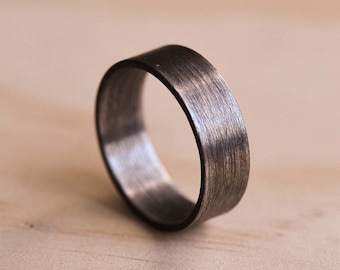 Oxidised Marine Grade 316 Stainless Steel Ring with a Brushed Finish - Stainless Steel Wedding Band