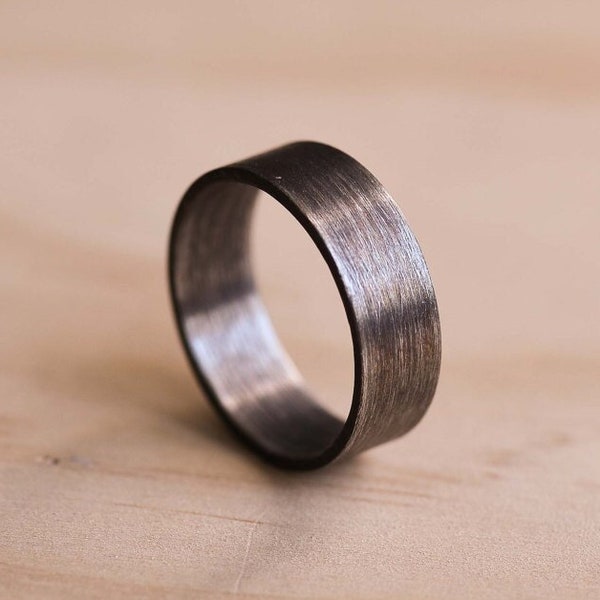 Ring aus oxidiertem Marine-Edelstahl 316 mit gebürsteter Oberfläche - Ehering aus Edelstahl