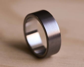 2-Tone Brushed Tantalum Ring with a Marine Grade 316 Stainless Steel Liner - Tantalum Wedding Band