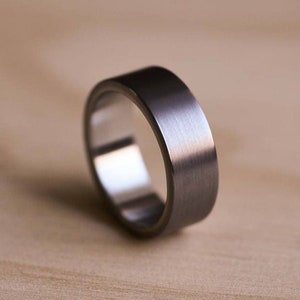 2-Tone Brushed Tantalum Ring with a Marine Grade 316 Stainless Steel Liner - Tantalum Wedding Band