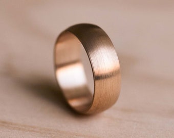 Domed Bronze Ring - Bronze Wedding Band - Domed Wedding Ring - Brushed Wedding Ring