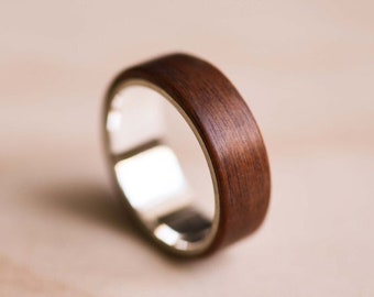 Santos Rosewood & Marine Grade 316 Stainless Steel Bentwood Ring - Wooden Ring