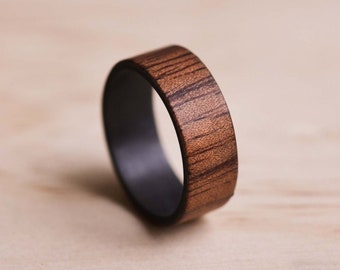 Red Cedar & Carbon Fiber Bentwood Ring, Wooden Ring