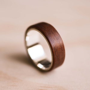 Santos Rosewood & Marine Grade 316 Stainless Steel Bentwood Ring - Wooden Ring